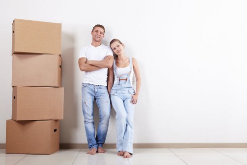 Removal van and moving boxes prepared for a local move in Stoke Newington
