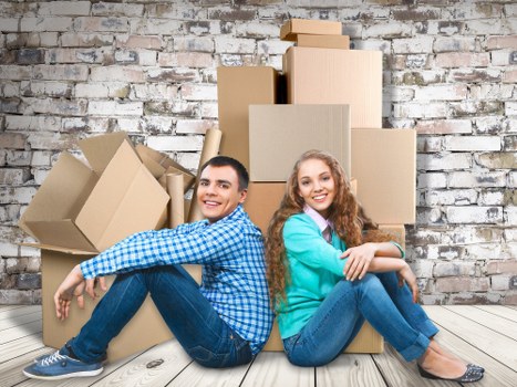 Careful loading of household items near local flats and apartment buildings