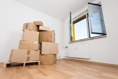 A professional office relocation team managing access in a North London street