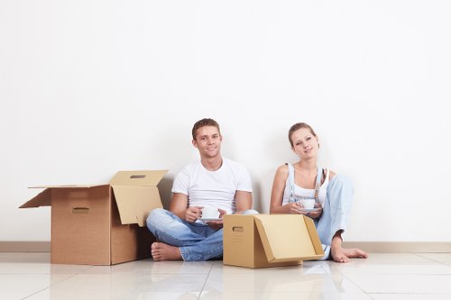 Sustainability-focused moving service with separated waste and recycling bins
