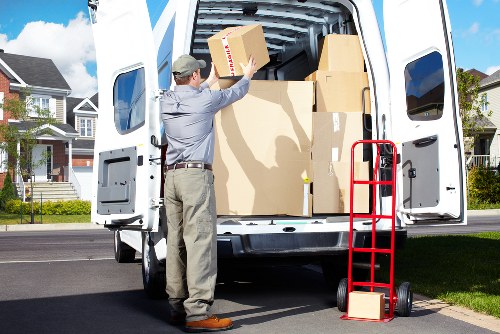 Packed household items ready for transport during a Stoke Newington home move