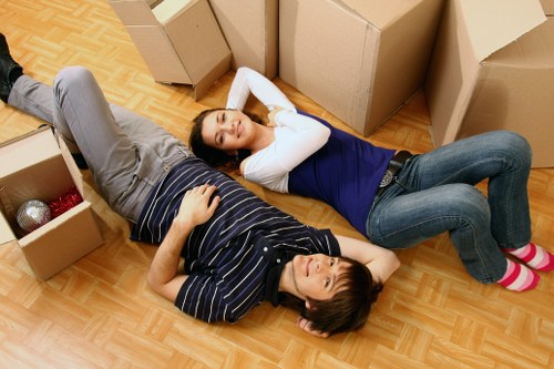 Packed household items ready for a removals team in Stoke Newington