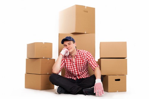 Packed moving boxes and household essentials ready for a Stoke Newington home move